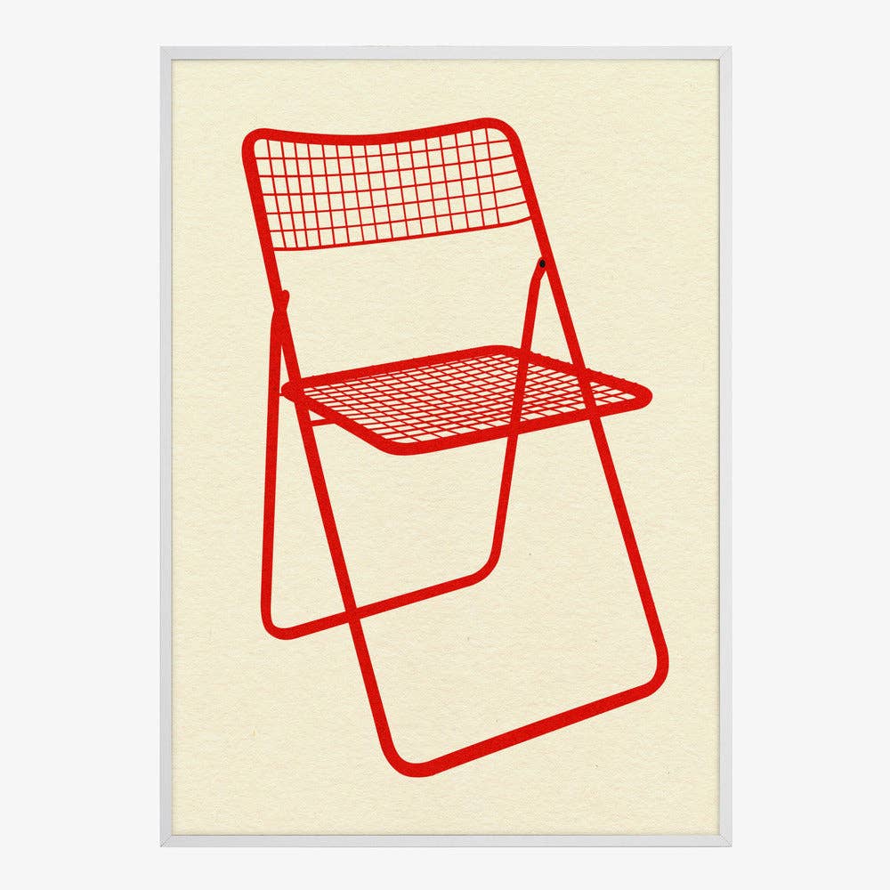 Affiche artistique — chaise pliante en maille rouge — Pop graphique: Pas de cadre / 30x40 cm