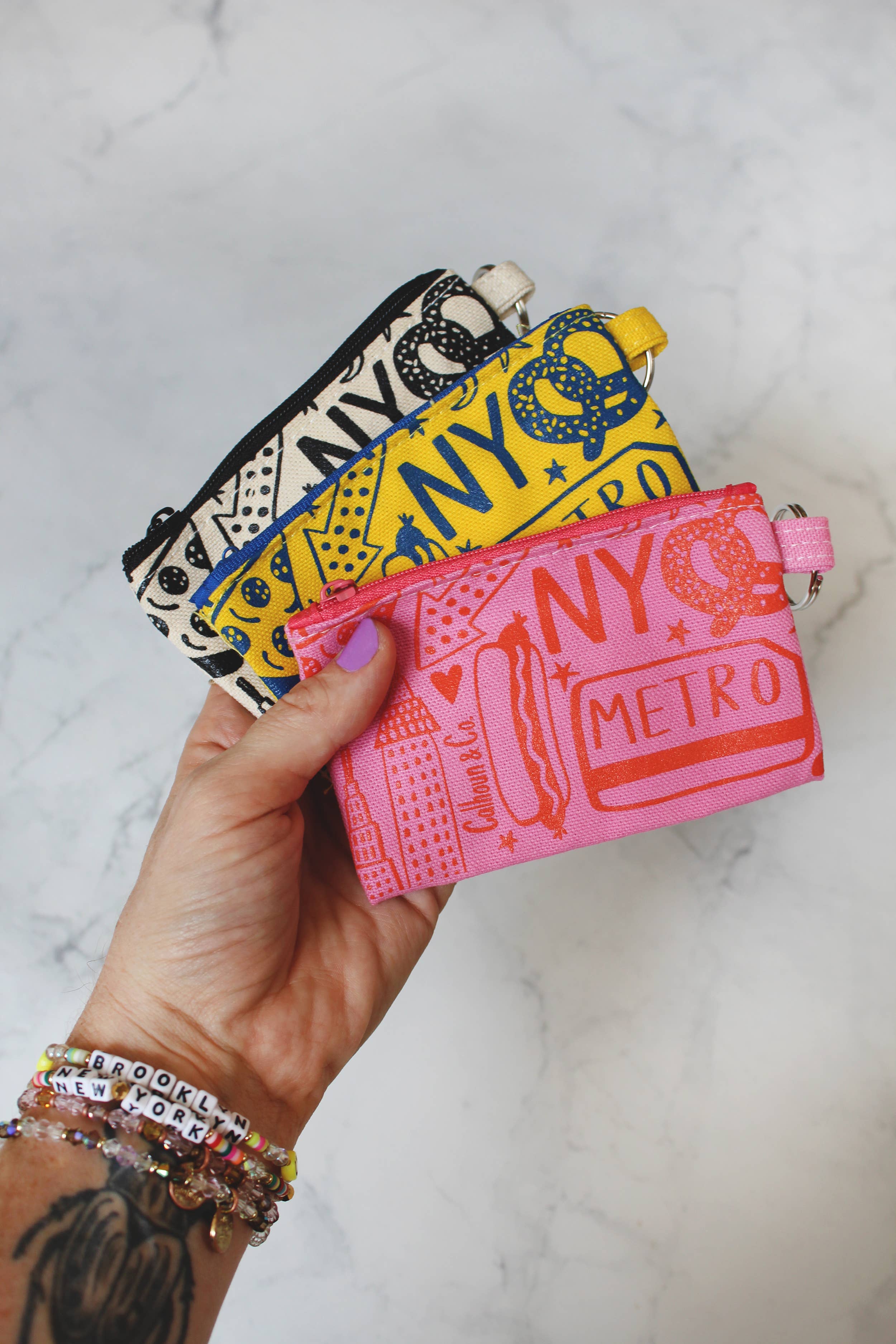 Pochette porte-cartes zippée New York avec porte-clés: NEW-YORKAIS