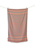 Serviette de plage Milos corail, eucalyptus et beige