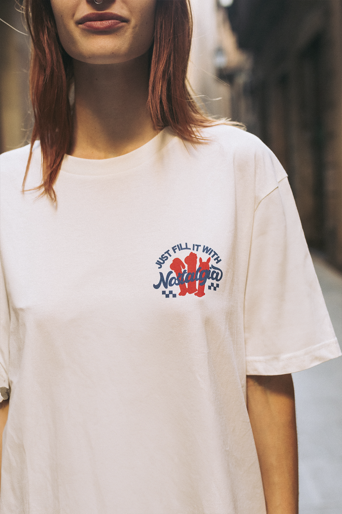 T-shirt unisexe blanc cassé « Fill it with Nostalgia » | M / Oversize