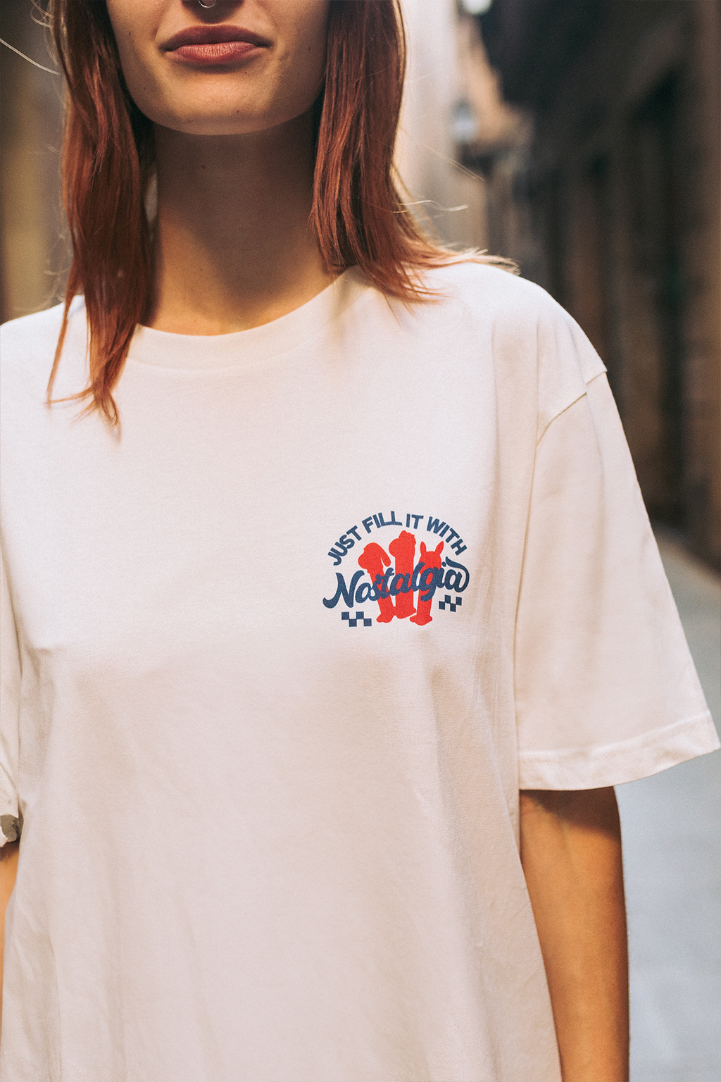 T-shirt unisexe blanc cassé « Fill it with Nostalgia » | S / Oversize