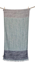 Serviette de plage FTELIA Eucalyptus, bleu marine et anthracite