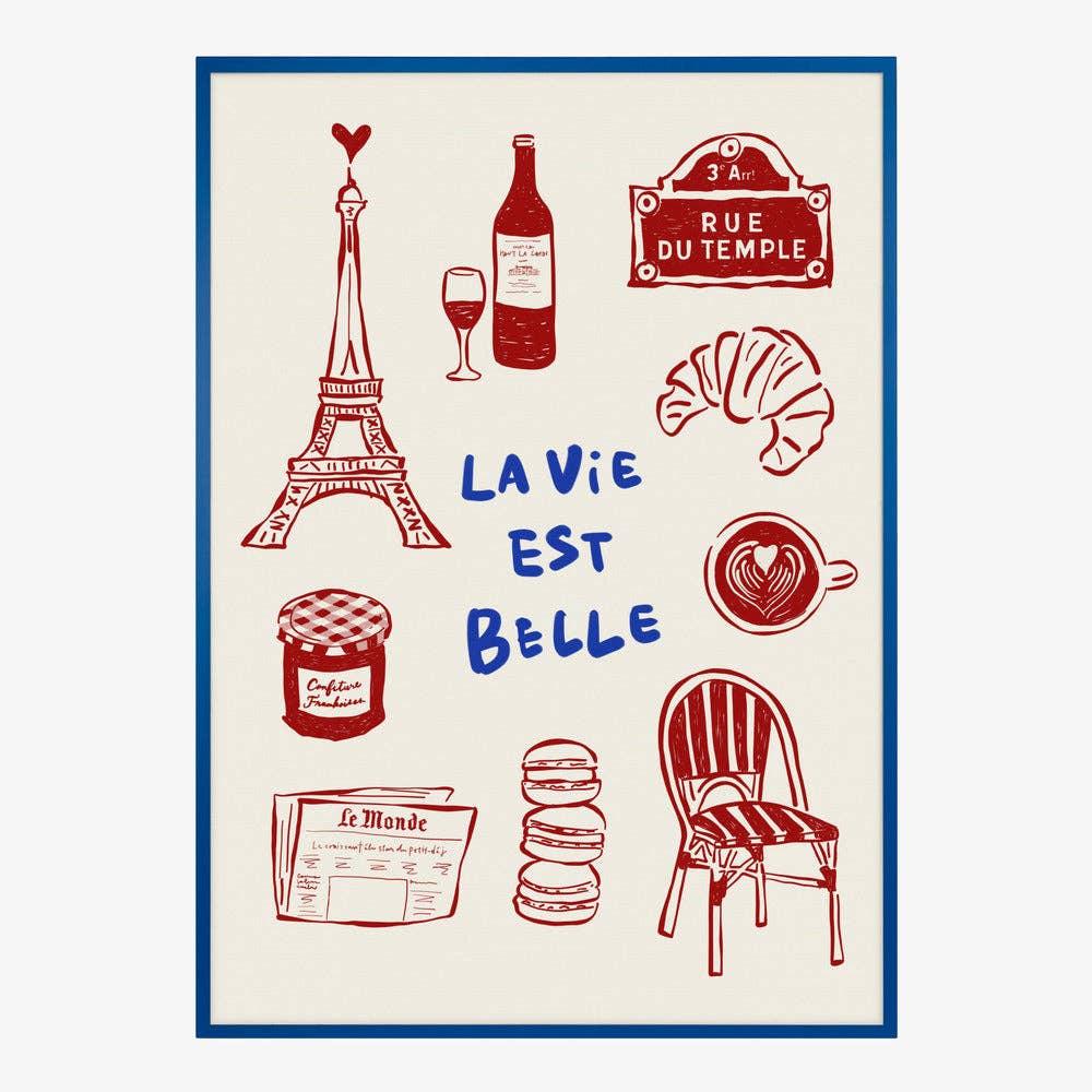 Affiche artistique « Icônes des cafés de Paris » — Affiche de voyage naïve: Pas de cadre / 30x40 cm