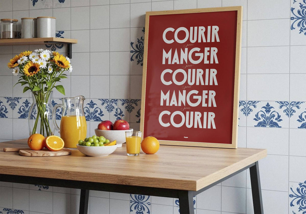 Affiche | Courir, pour manger… | Poster de running: L - 30x40cm