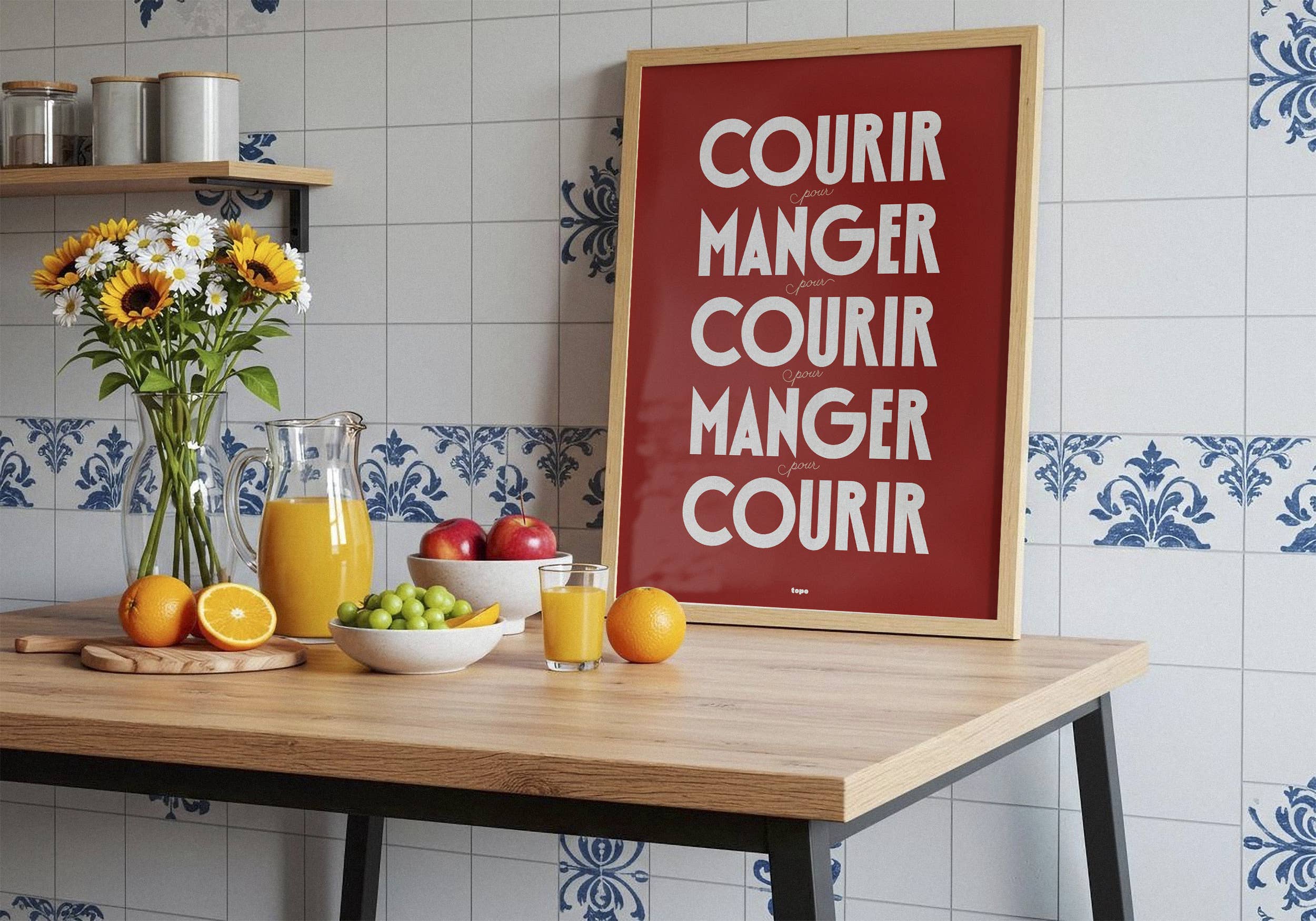 Affiche | Courir, pour manger… | Poster de running: L - 30x40cm