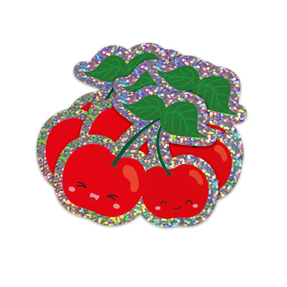 Autocollant paillettes cerises, autocollant cerises adorable