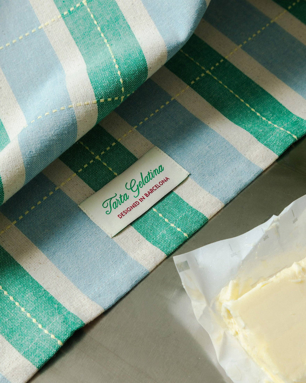 Torchon rayé - vert / bleu: Multi-Colored