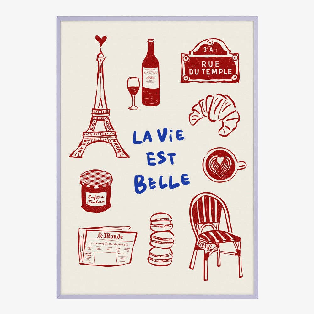 Affiche artistique « Icônes des cafés de Paris » — Affiche de voyage naïve: Pas de cadre / 30x40 cm