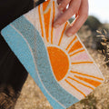 Grande pochette perlée motif lever de soleil, accessoires de plage faits main: Orange