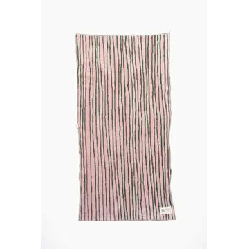 Serviette de bain à lignes - Rose & Vert