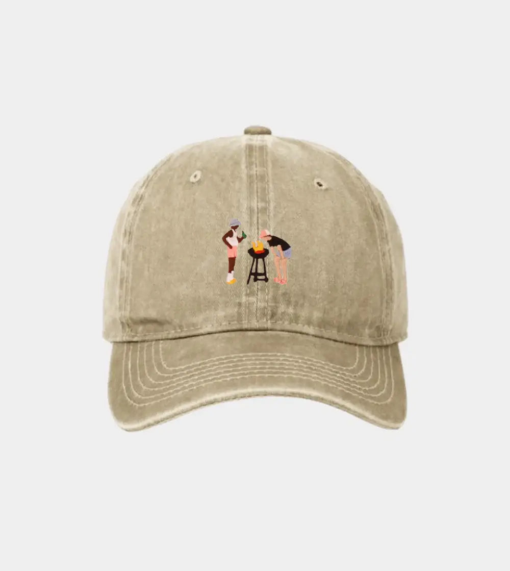 Casquette Brodée - Barbecue des vacances: Orange Vintage