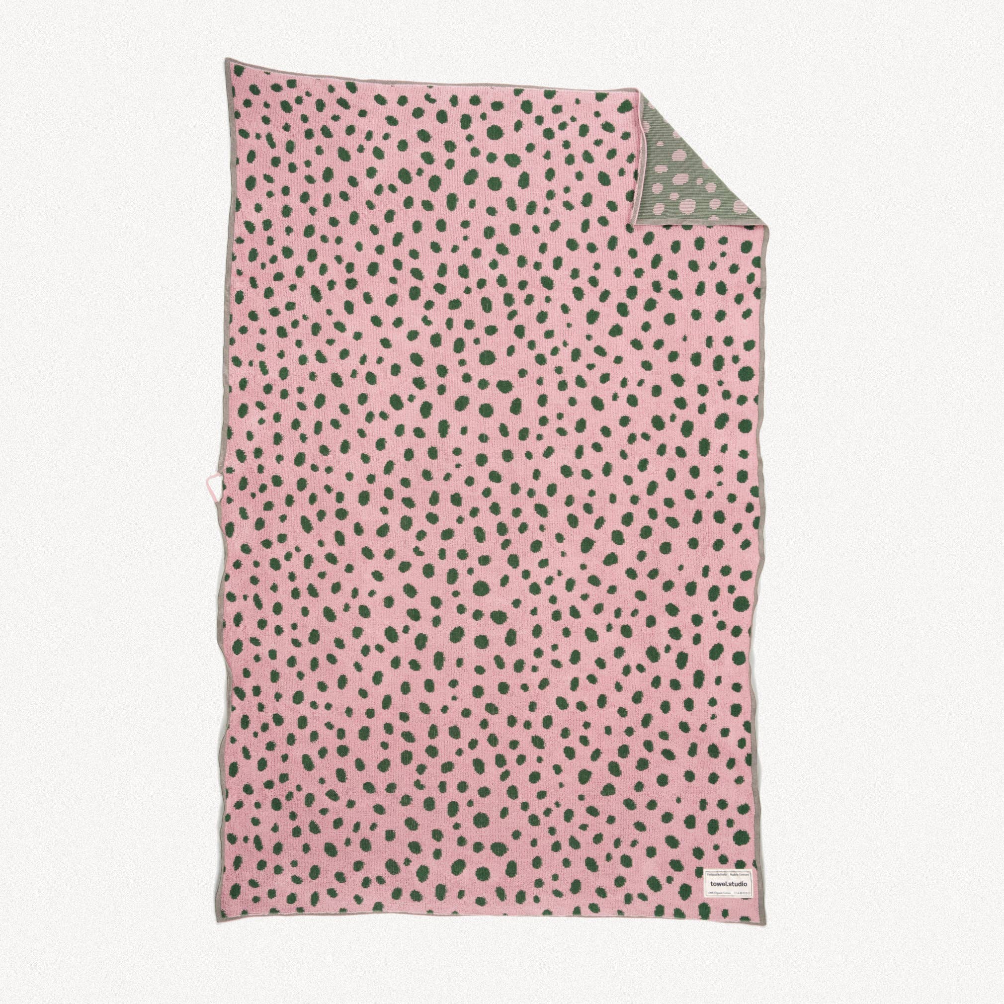 Serviette de plage à motifs galets rose et vert