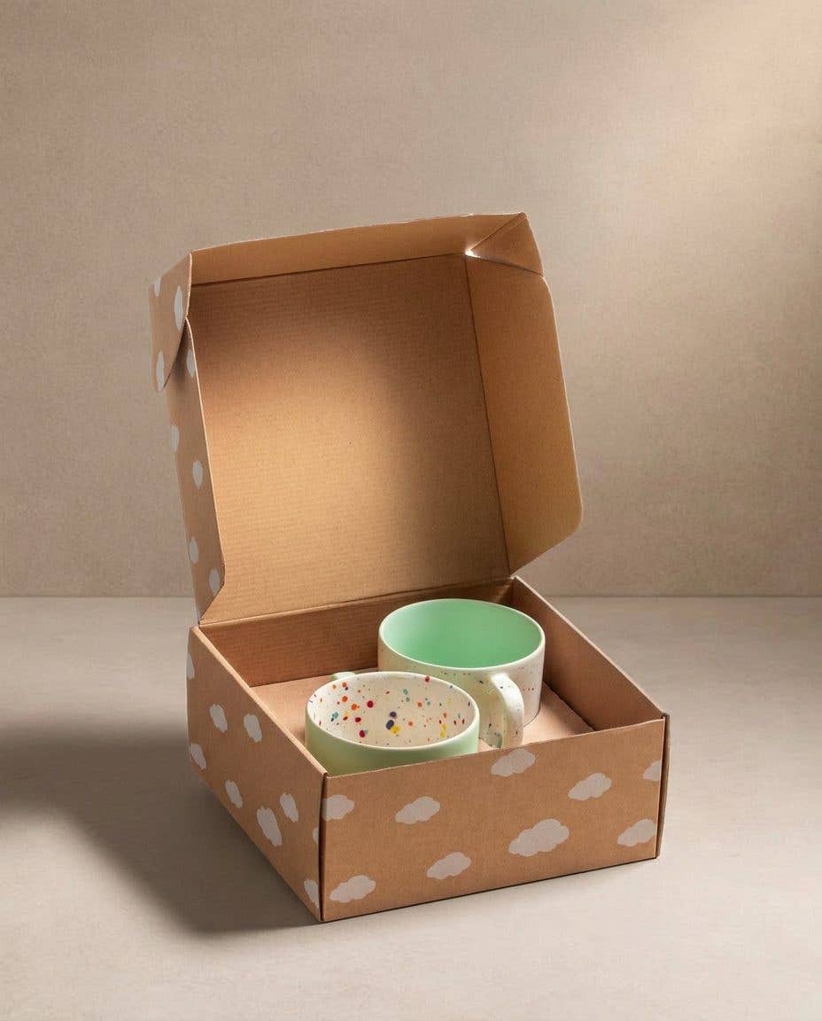 Ensemble Duo Tasses en Grès Breeze Party In/Out 450ml Vert