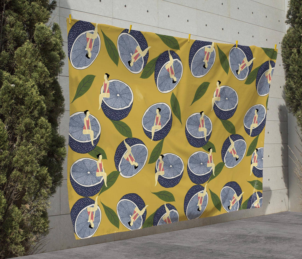 Nappe de pique-nique 170x140 envers imperméable Citron