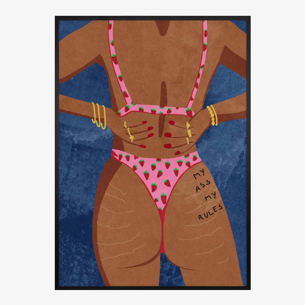Affiche « Mon cul, mes règles » — Décor féministe pictural: Pas de cadre / 30x40 cm