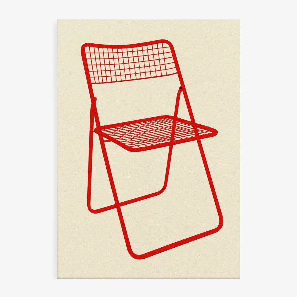 Affiche artistique — chaise pliante en maille rouge — Pop graphique: Pas de cadre / 30x40 cm