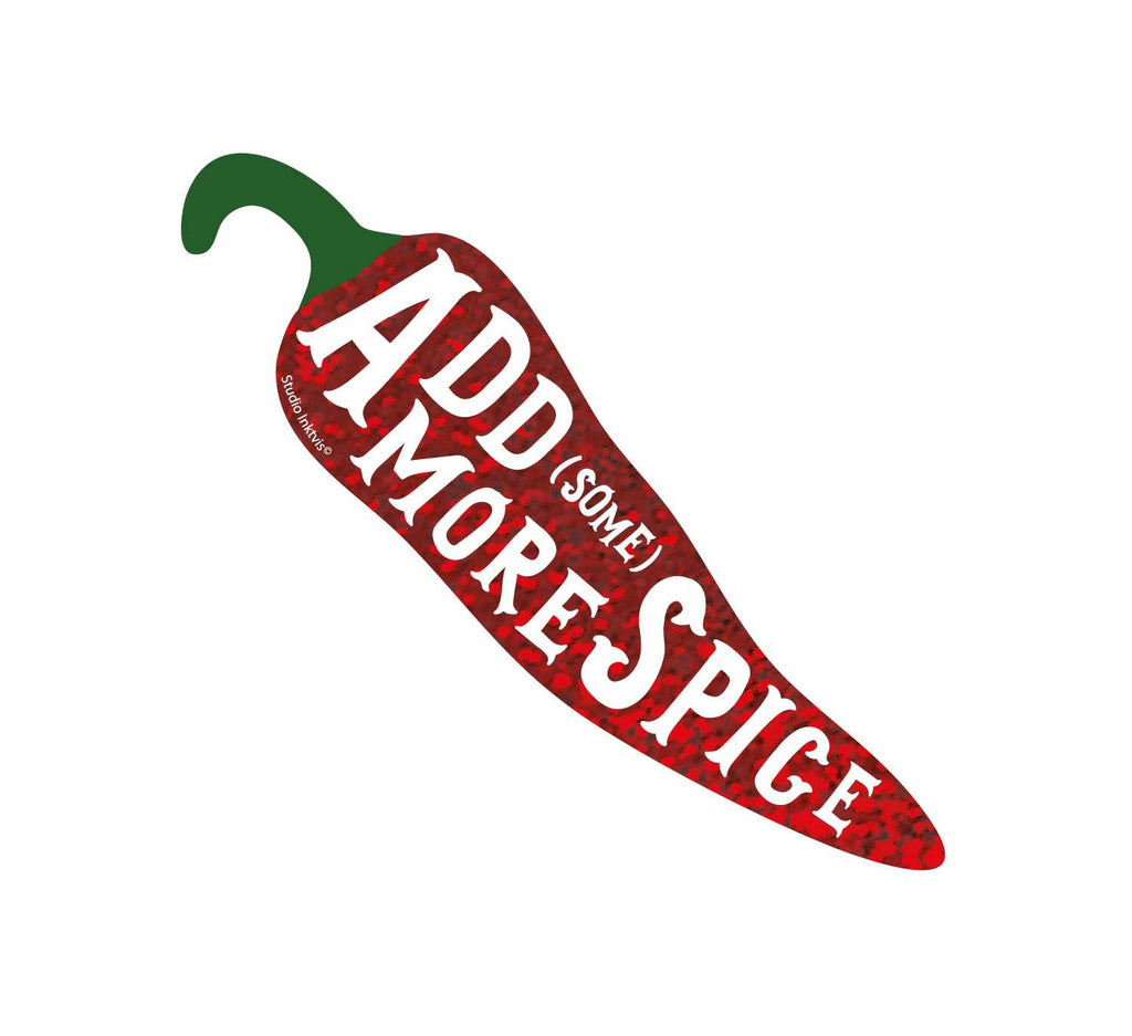 Autocollant pailleté piment « Add (some) more spice »