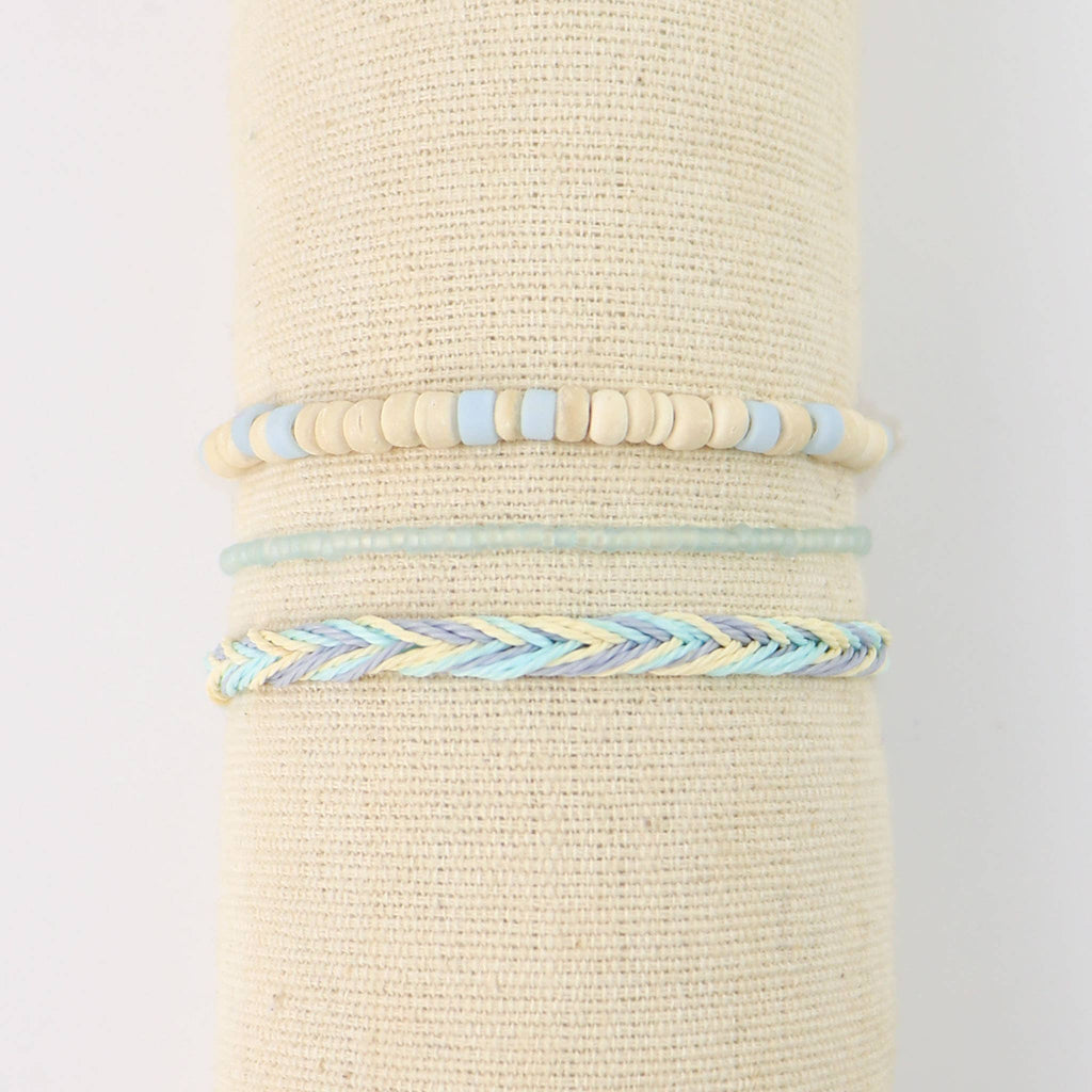 Ensemble de bracelets de plage Matei, trio de bracelets bleus réglables