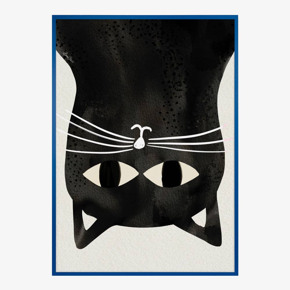 Affiche d'art « Chat noir à l'envers » - Encre: No Frame / 30 x 40 cm