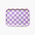 Plateau rectangulaire à carreaux beurre et lavande - 27x20 cm