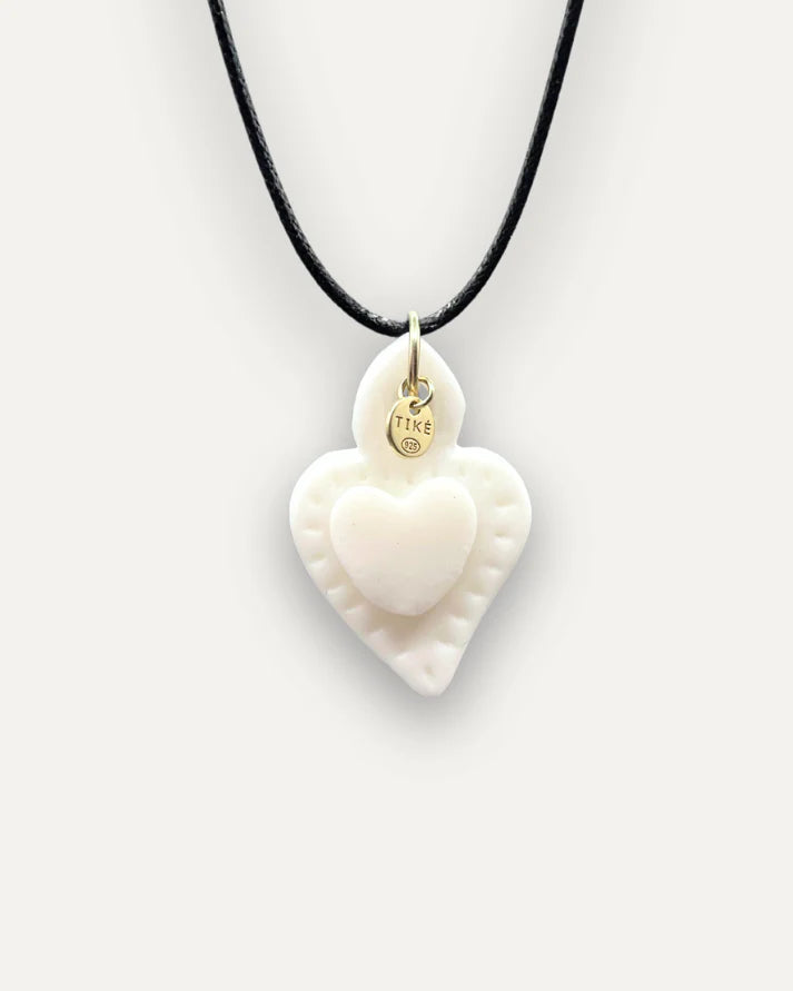 Pendentif en porcelaine Coeur blanc