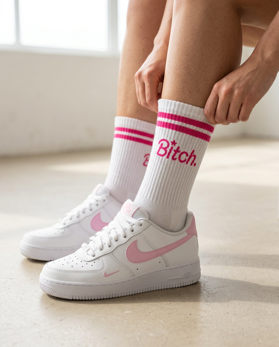 Chaussettes à message « 90s Bitch » — Cadeau pour enterrement de vie de jeune fille: Salope des années 90 / 37-43