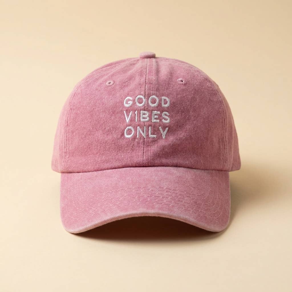 Casquette bleue brodée « Good Vibes Only » — cadeau: Beige