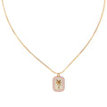 Collier doré avec pendentif rose palmier royal