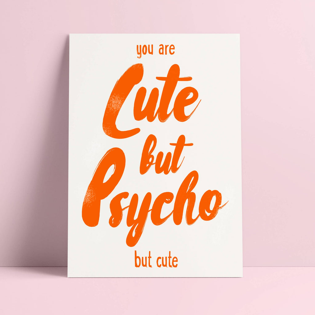 Carte postale risographie néon « Cute but Psycho but Cute »