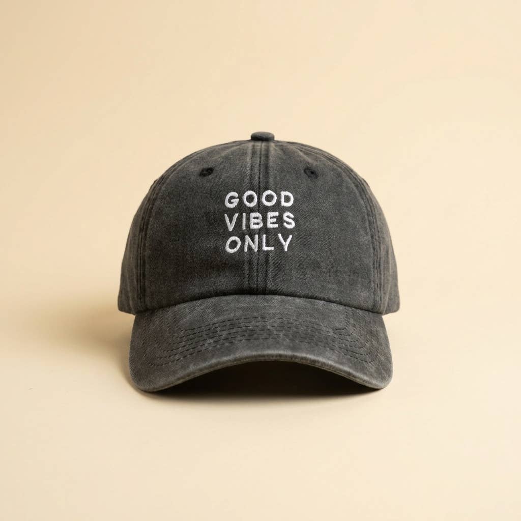 Casquette bleue brodée « Good Vibes Only » — cadeau: Beige