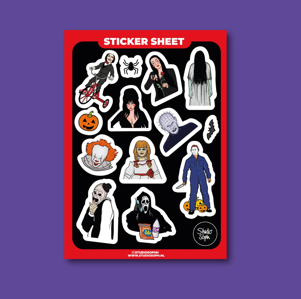 Icônes d'horreur Feuille d'autocollants A5 Halloween: Packed without plastic sleeve