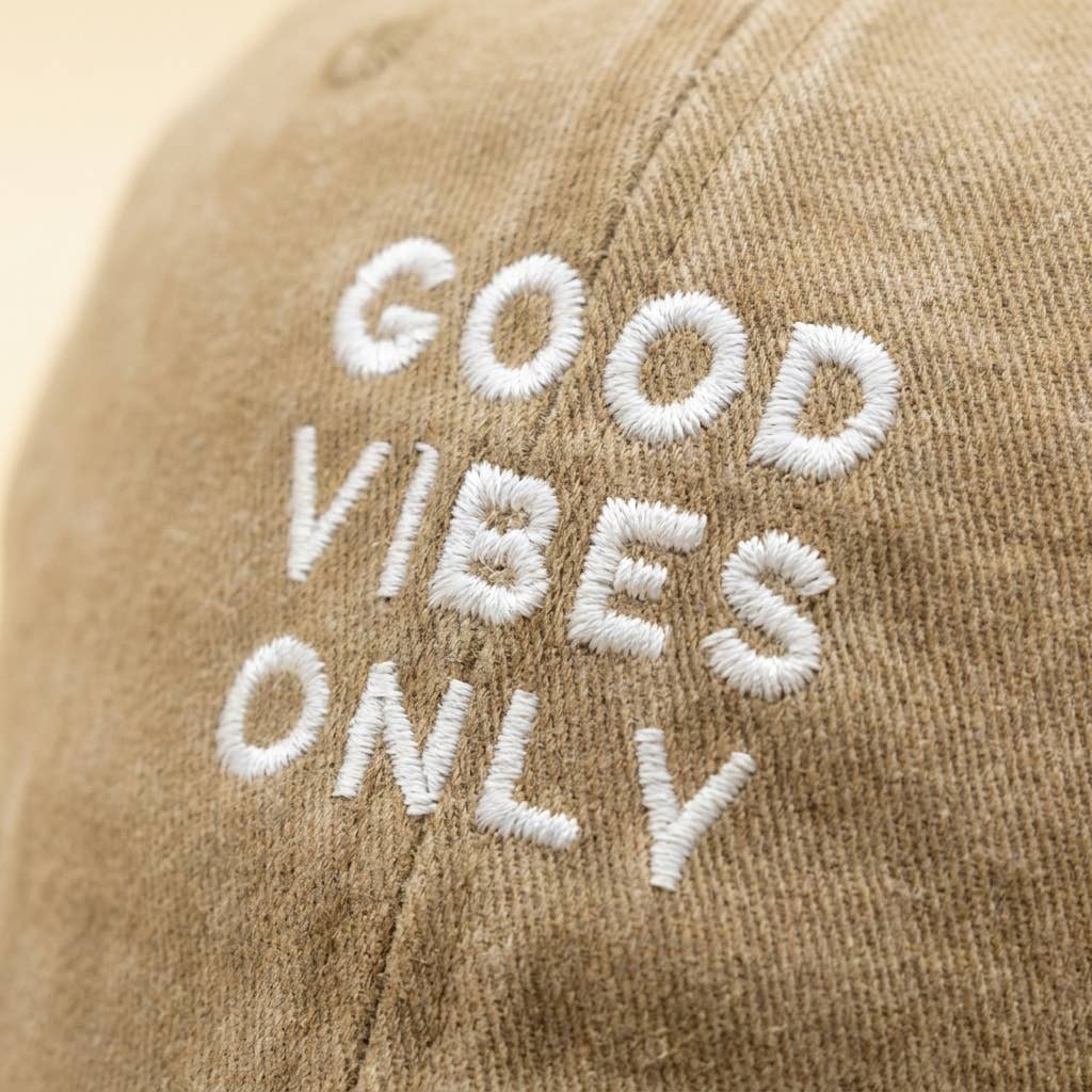 Casquette bleue brodée « Good Vibes Only » — cadeau: Beige