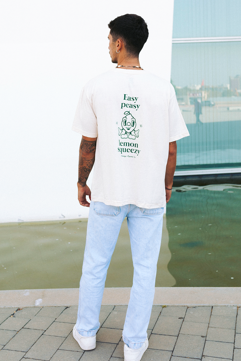 T-shirt naturel unisexe "Easy Peasy" : S / Oversize
