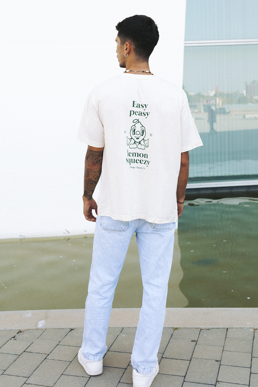 T-shirt naturel unisexe "Easy Peasy" : M / Oversize