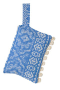 Pochette de plage Hydra pompon bleue - intérieur imperméable