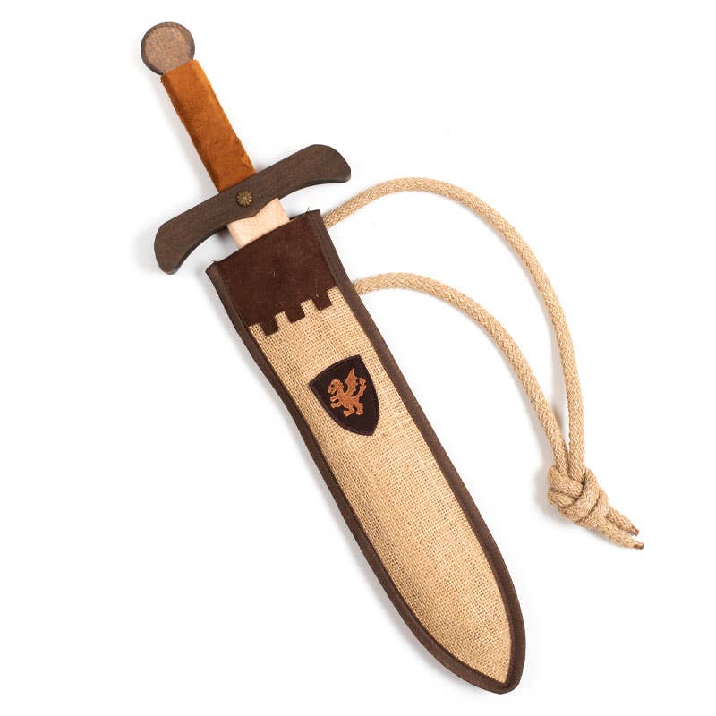 Épée en bois de hêtre rustique 50 cm avec étui en jute - ST397F