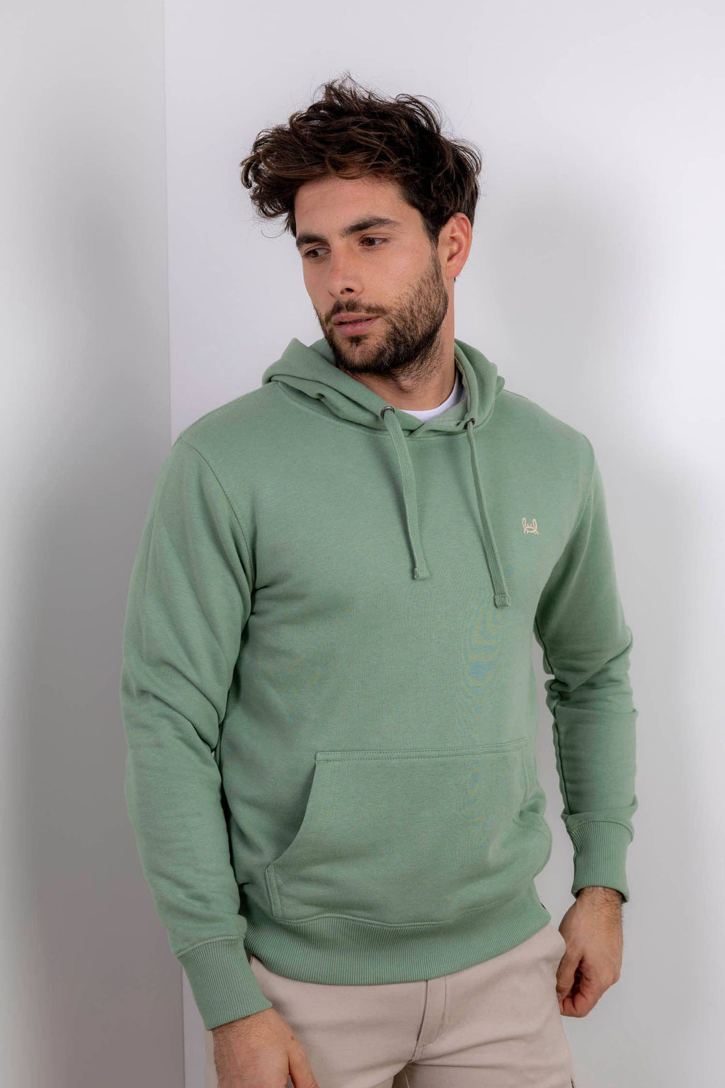 Sweat à Capuche Basique Vert: L