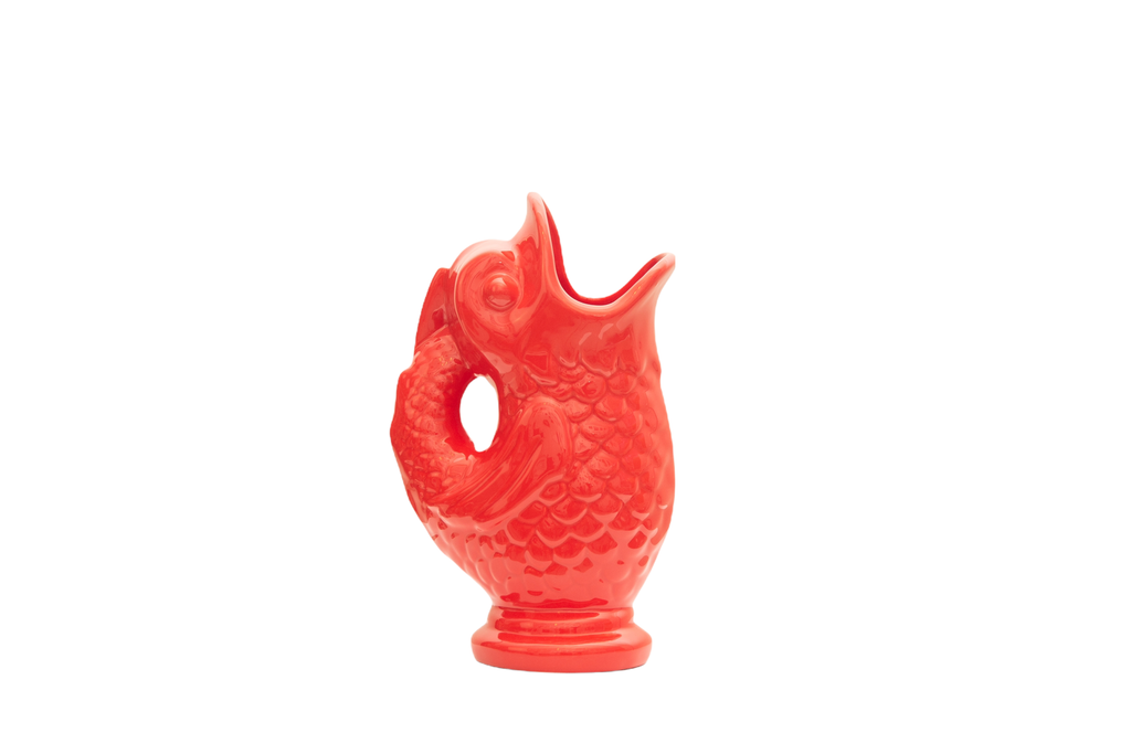 Poisson en céramique rouge - grand vase pour fleurs