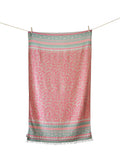 Serviette de plage Keros beige eucalyptus et rose