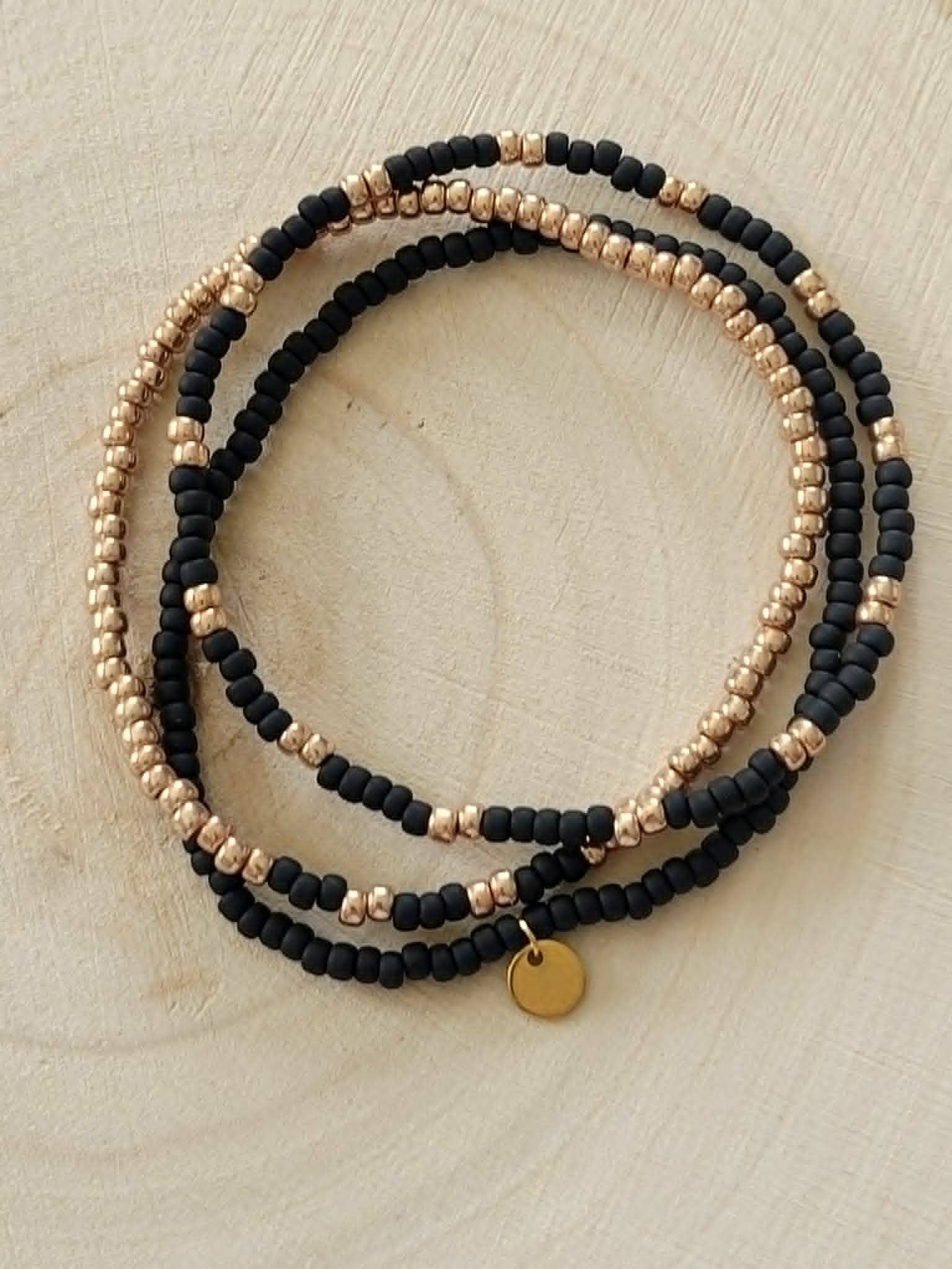 Ensemble de bracelets Miyuki noirs