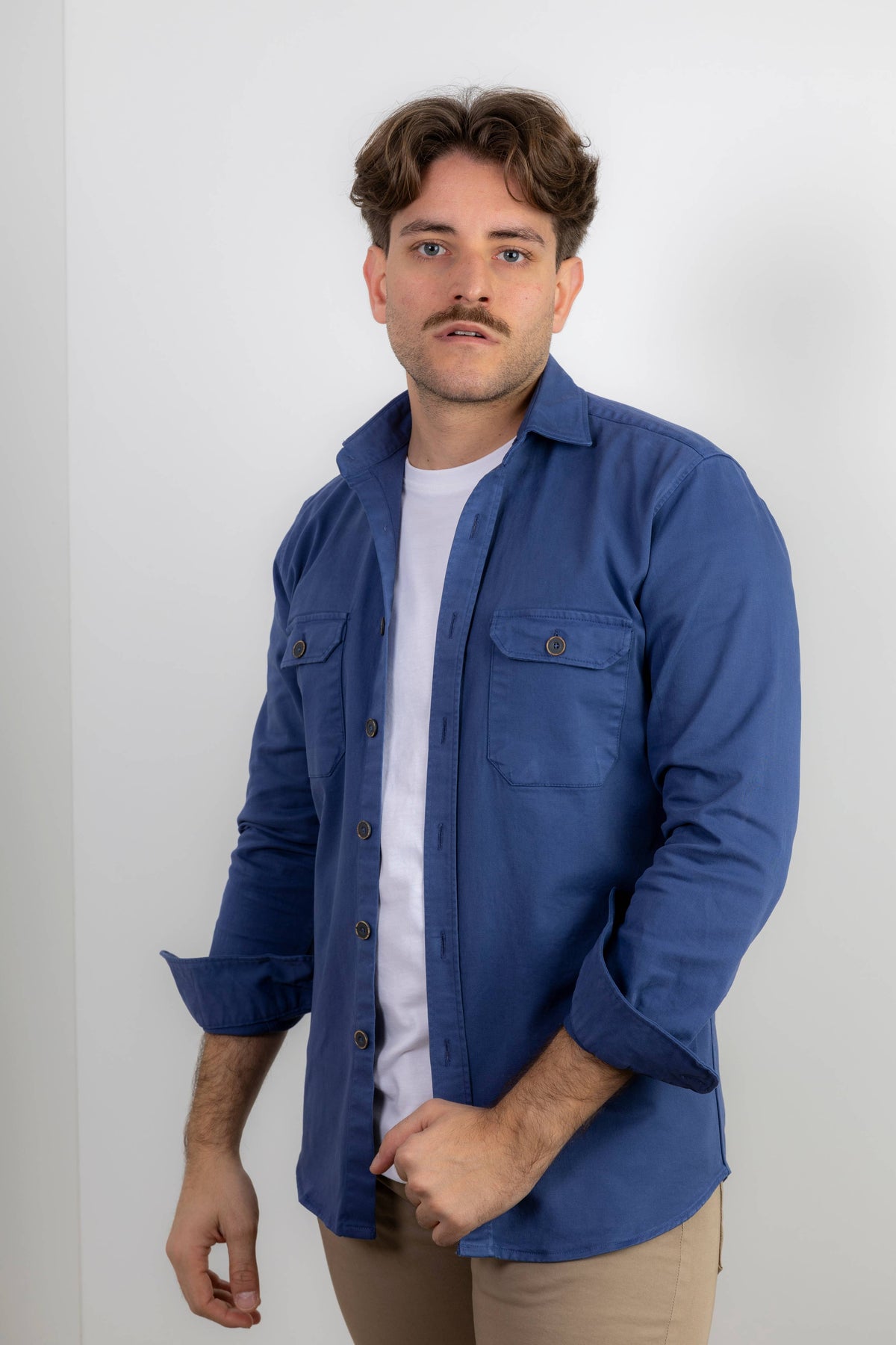 Veste en Coton Lavé Bleu Indigo | Cazorla: S (2)