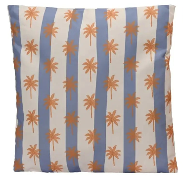 Coussin d'extérieur en polyester Palmtree lignes bleues