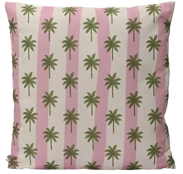 Coussin d'extérieur en polyester Palmtree lignes roses