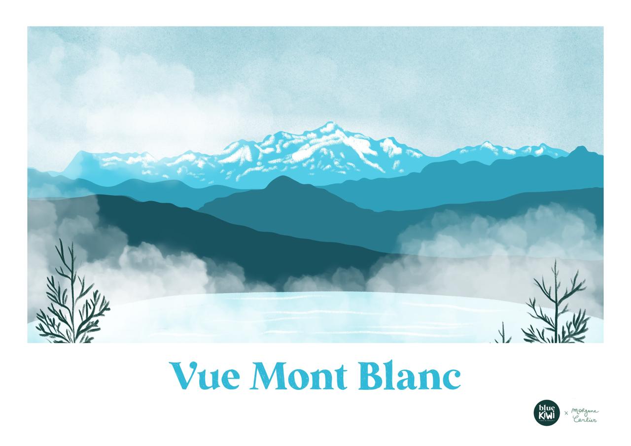 Affiche Vue Mont Blanc 29,7x42 cm - Exclu Blue Kiwi