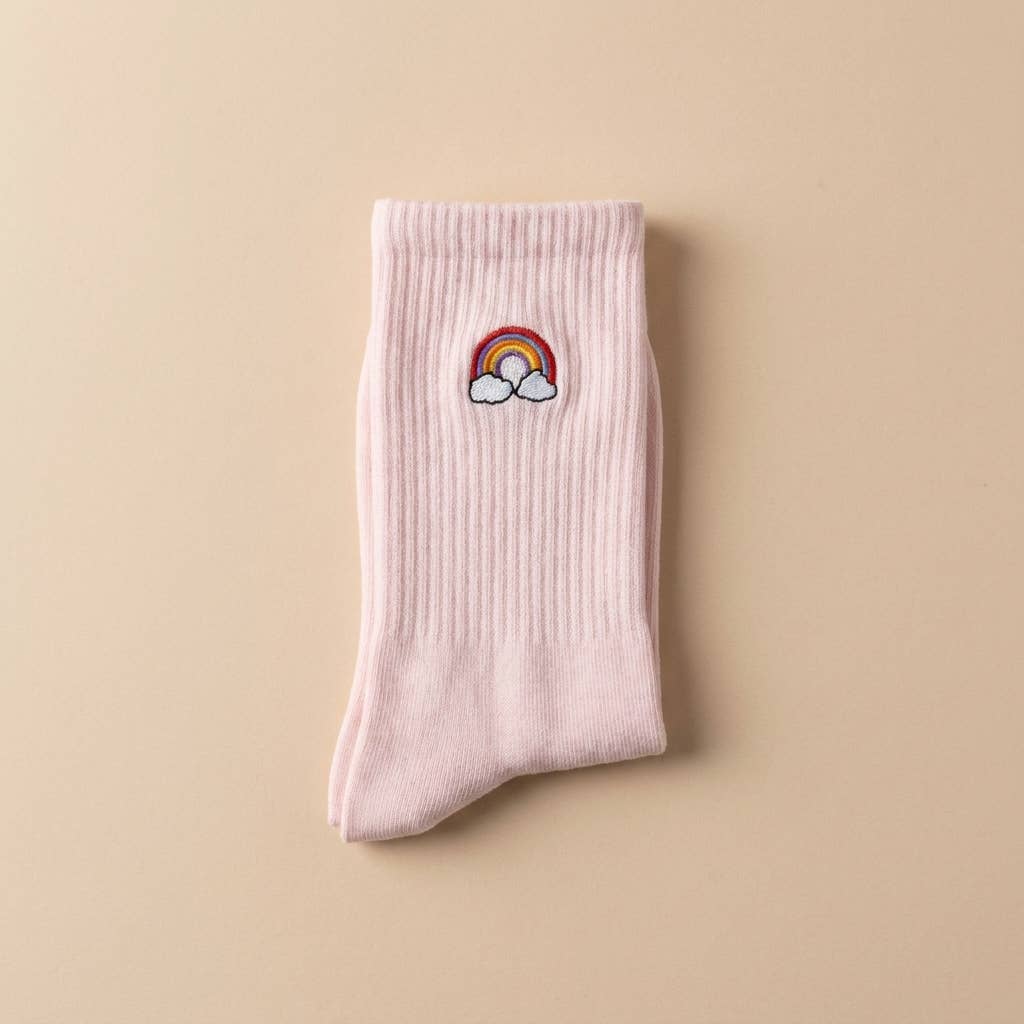 Chaussettes brodées arc-en-ciel — cadeau Pride queer: 37-43
