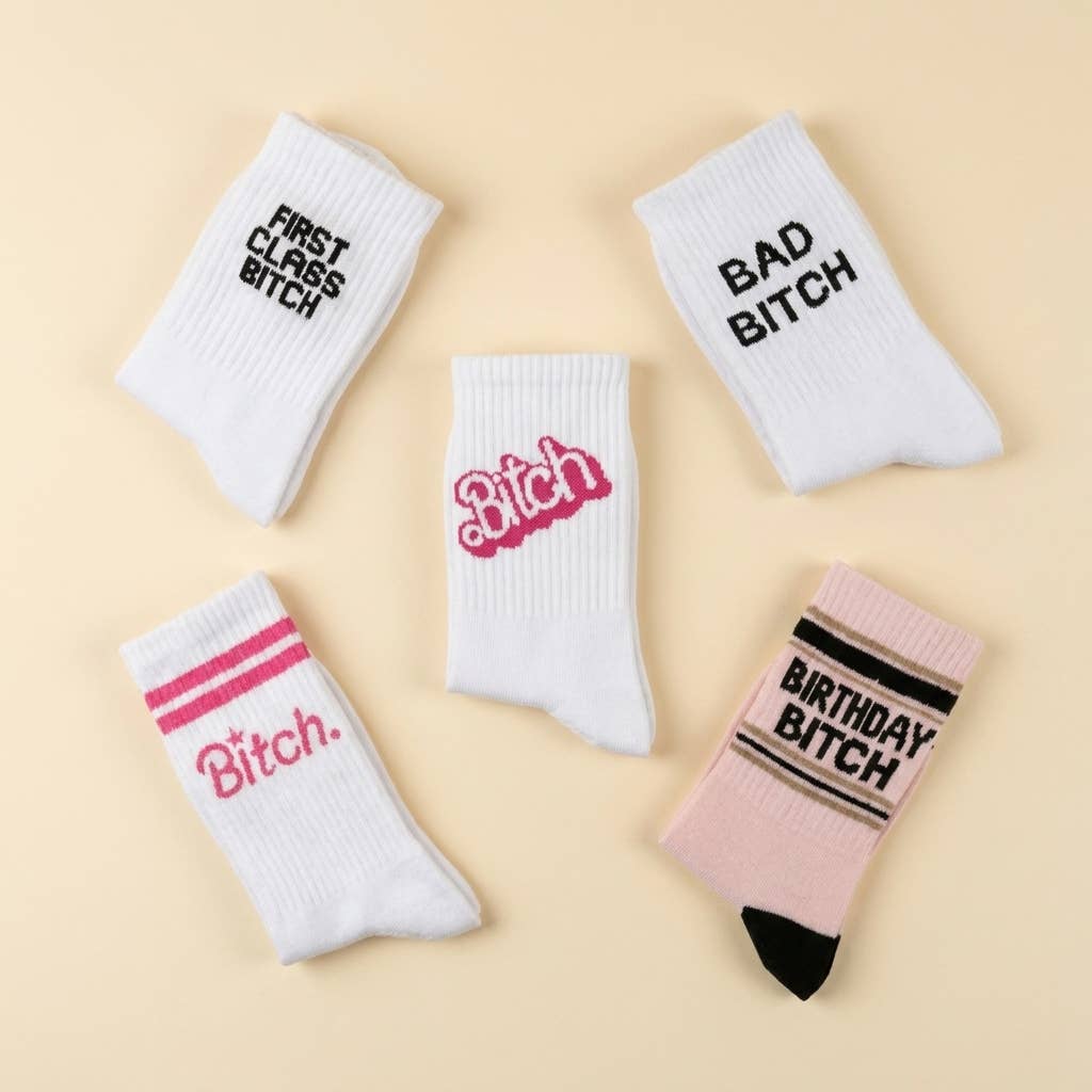 Chaussettes à message « 90s Bitch » — Cadeau pour enterrement de vie de jeune fille: Salope des années 90 / 37-43
