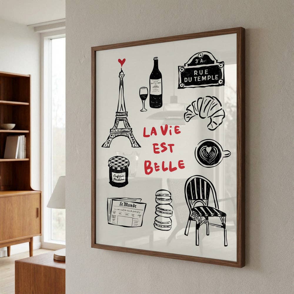 Affiche « Icônes de Paris » – Décor en encre noire: Pas de cadre / 30 x 40 cm