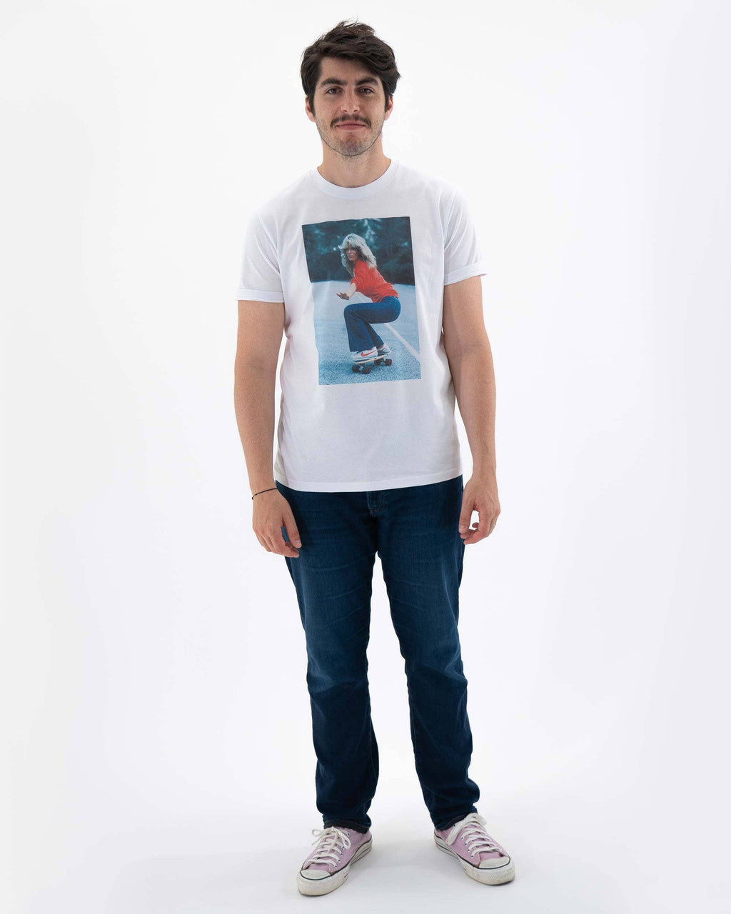 T-shirt Farrah Fawcett - Tee shirt photo vintage: Blanc / XS