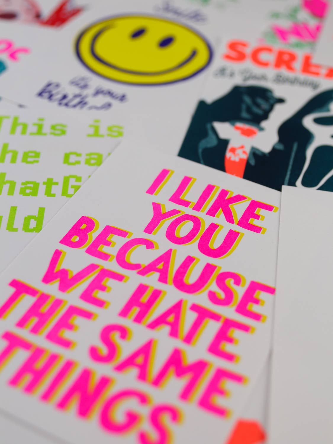 Carte postale « I Like You Because We Hate the Same Things » en Riso