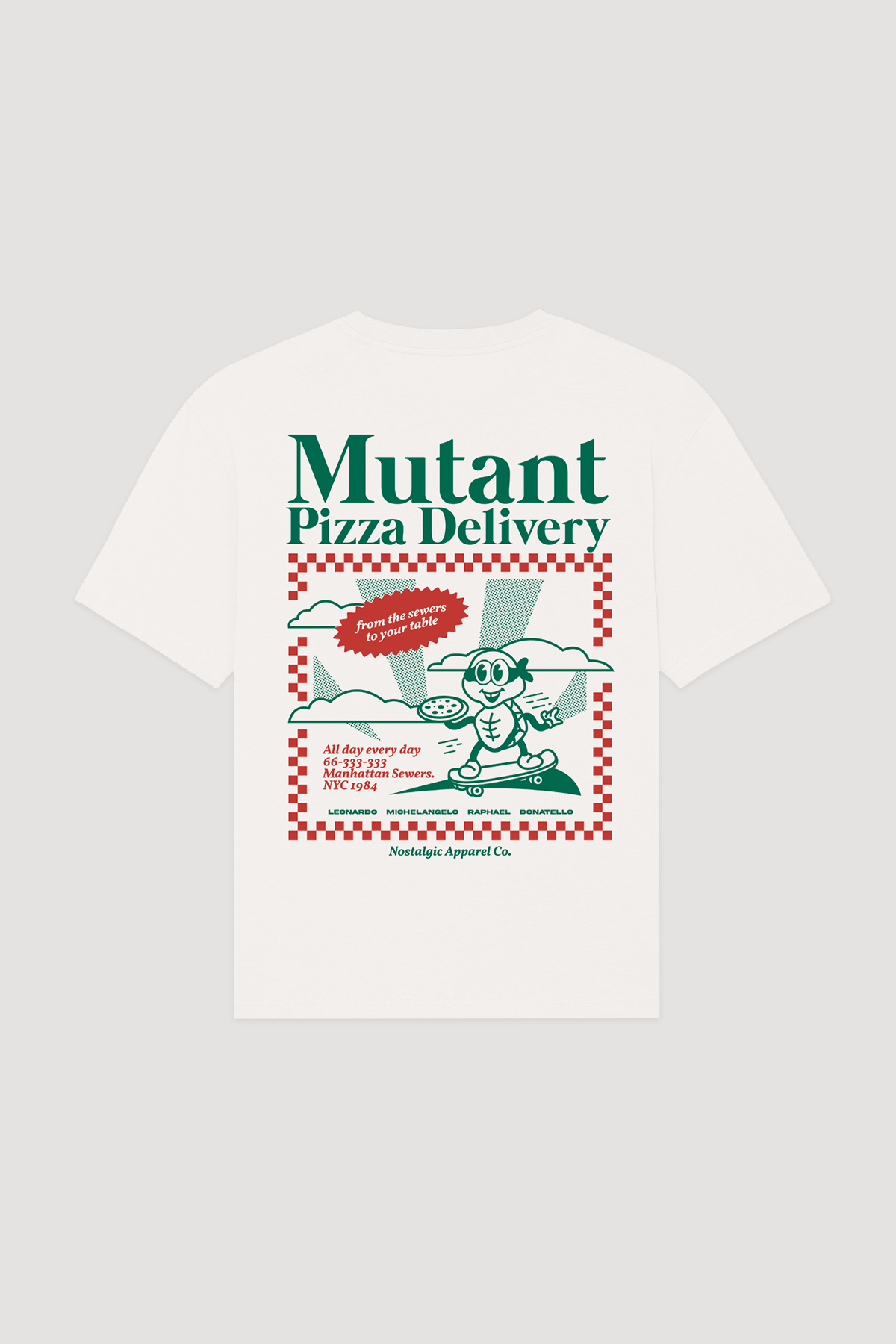 T-shirt unisexe blanc cassé « Mutant Pizza Delivery » | M / Oversize